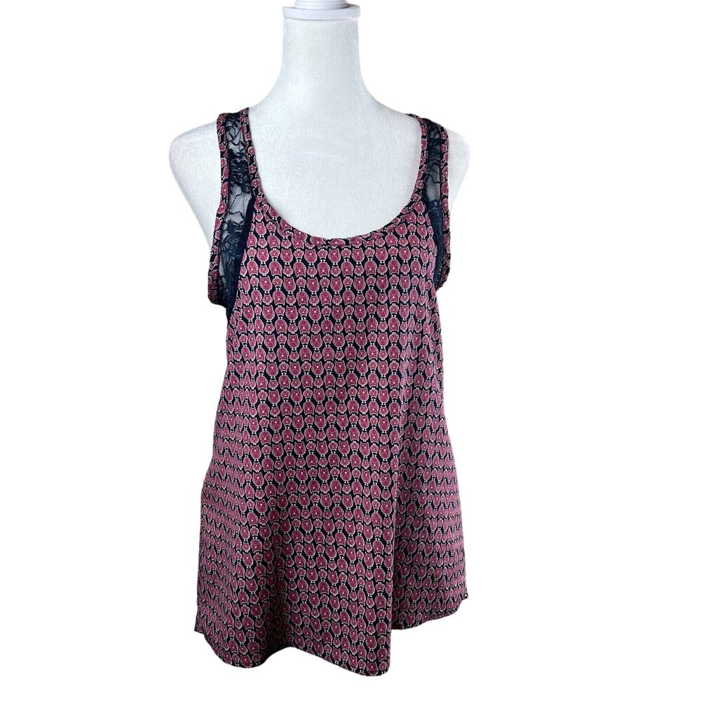 Lush Top Women Medium Pink Sleeveless Owl Novelty Print